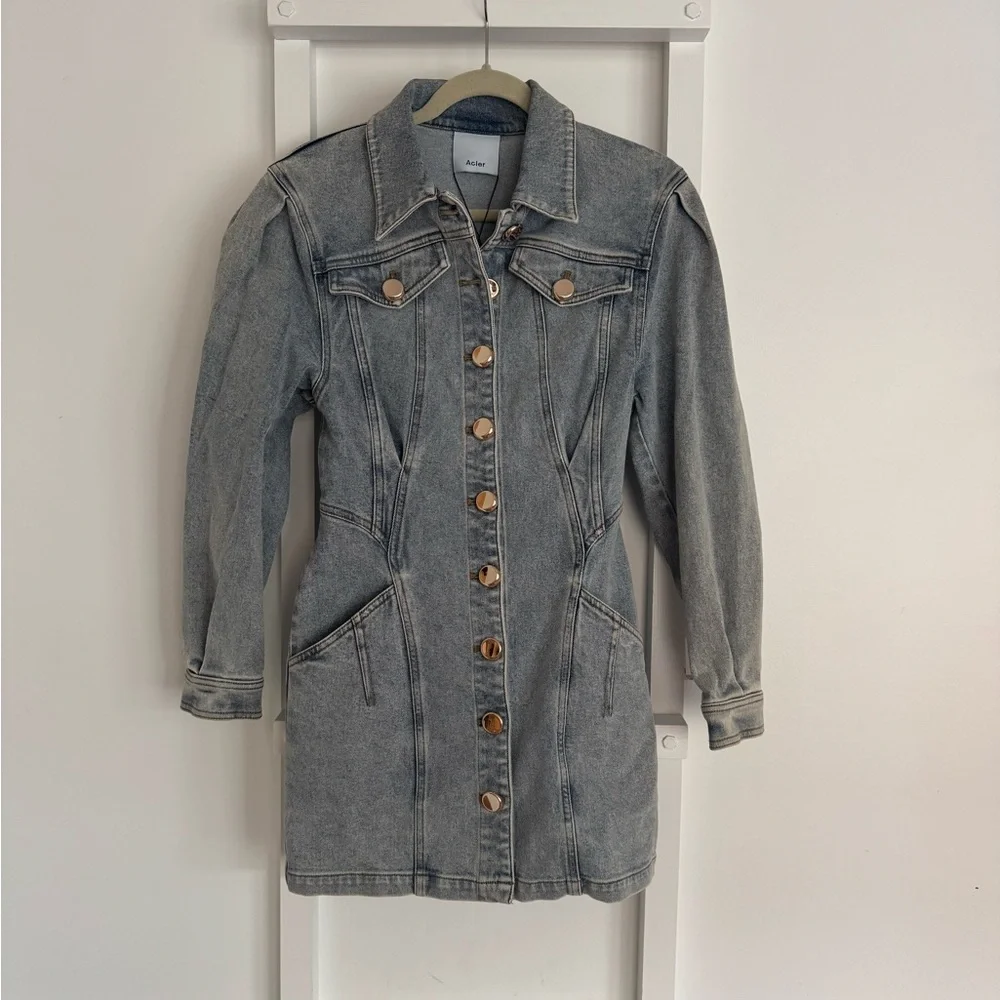 ACLER Mini Denim Dress (new, never worn) - Picture 2 of 6